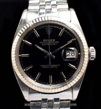 Rolex Datejust Black Glossy Gilt Dial 1601 w/ Original Paper & Box (SOLD) - The Vintage Concept