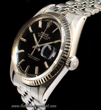 Rolex Datejust Black Glossy Gilt Dial 1601 w/ Original Paper & Box (SOLD) - The Vintage Concept