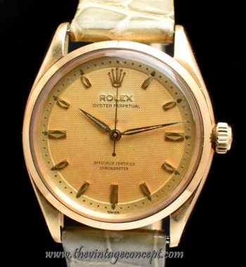 Rolex Oyster Perpetual 14K YG Creamy Waffle Dial 6564 ( SOLD ) - The Vintage Concept