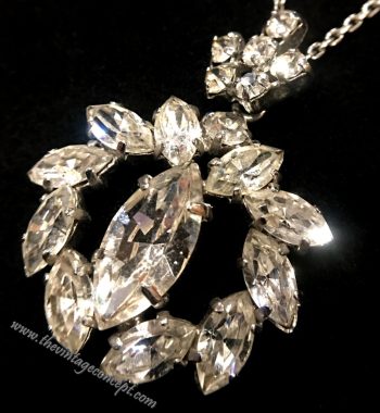 1950's Silver Tone Crystal Pendant Necklace - The Vintage Concept