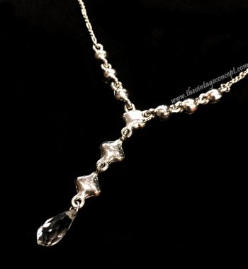 Vintage Givenchy Silver Plated Swarovski Crystals & Crystal Drop Necklace - The Vintage Concept