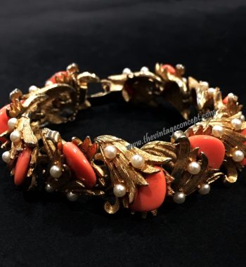 1950’s Boucher Couture Coral Disc and Faux Pearl Gold Plated Bracelet (SOLD) - The Vintage Concept