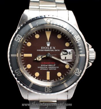 Rolex Submariner Single Red MK III Tropical Dial 1680 (Box Set) (SOLD) - The Vintage Concept