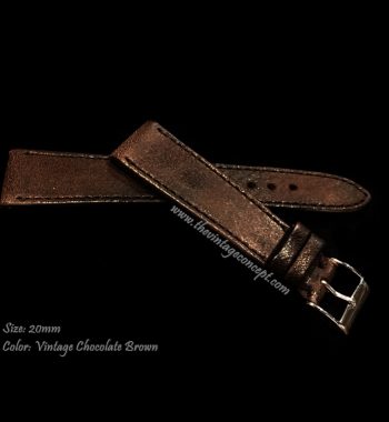 20 x 16mm Side Stitches Tan Brown Leather Strap - The Vintage Concept