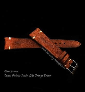 20 x 16mm Vintage Distress Suede-Like Orange Brown Leather Strap - The Vintage Concept