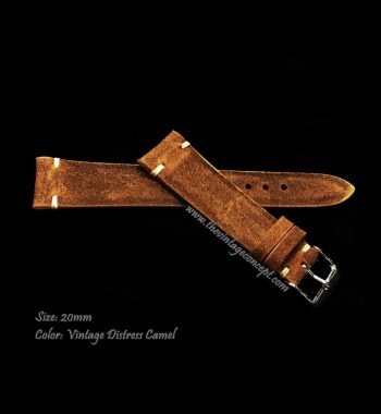 20 x 16mm Vintage Distress Suede-Like Tan Brown Leather Strap - The Vintage Concept