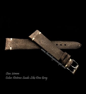 20 x 16mm Vintage Distress Suede-Like Dim Grey Leather Strap - The Vintage Concept