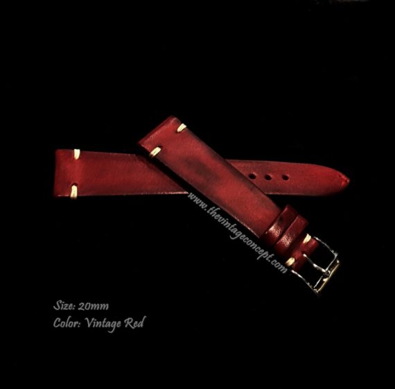 20 x 16mm Vintage Red Leather Strap - The Vintage Concept