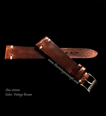 20 x 16mm Vintage Redish Brown Leather Strap - The Vintage Concept