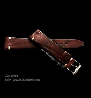 20 x 16mm Vintage Redish Brown Leather Strap - The Vintage Concept