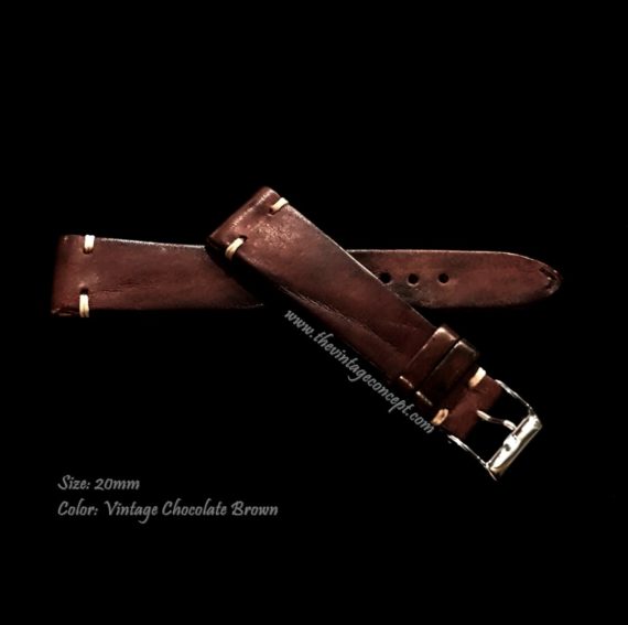 20 x 16mm Vintage Chocolate Brown Leather Strap - The Vintage Concept