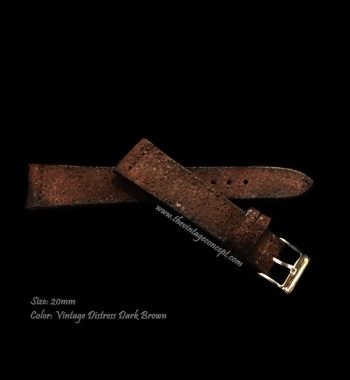 20 x 16mm Vintage Distress Suede-Like Burgundy Leather Strap - The Vintage Concept