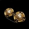 Chanel Gold Tone Faux Pearl with 4 Logo Clip Earring (SOLD)