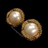 Chanel Gold Tone Big Faux Pearl Clip Earring (SOLD)