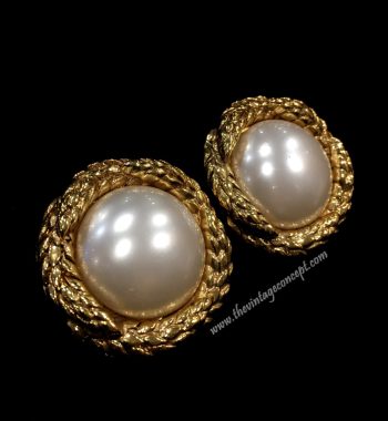 Chanel Gold Tone Big Faux Pearl Clip Earring (SOLD) - The Vintage Concept