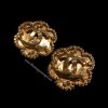 Chanel Gold Tone Flower Shape with Logo Clip Earring (SOLD)