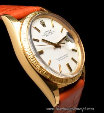 Rolex Datejust 18K YG Bark-Finish White Dial 1607 (SOLD) - The Vintage Concept
