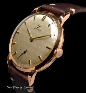 1940's Vintage Omega 18K Gold Silver Pyramid Sub Second Dial Manual Wind - The Vintage Concept