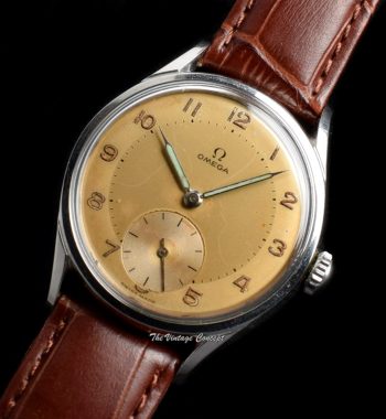 1950’s Vintage Omega Two-Tones Champagne Numeral Sub Second Dial Manual Wind (SOLD) - The Vintage Concept