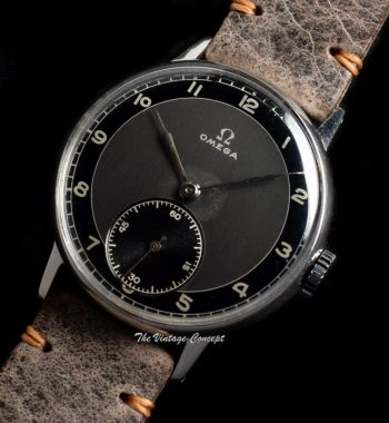 1940's Vintage Omega Two-Tones Black Numeral Sub Second Dial Manual Wind (SOLD) - The Vintage Concept