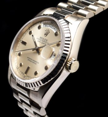 Rolex Day-Date 18K WG Silver Dial Pinball Index 18239 (SOLD) - The Vintage Concept