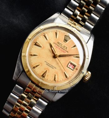 Rolex Big Bubbleback Two-Tones Red "Datejust" Creamy Dial 6105 ( SOLD ) - The Vintage Concept