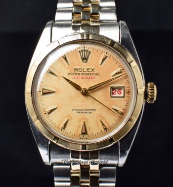 Rolex Big Bubbleback Two-Tones Red "Datejust" Creamy Dial 6105 ( SOLD ) - The Vintage Concept