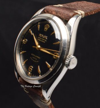Rolex Explorer Honeycomb Mirror Glossy Gilt Dial 6298 (SOLD) - The Vintage Concept