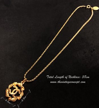 Chanel Gold Tone Braided Round Shape Logo Short Necklace (SOLD) - The Vintage Concept