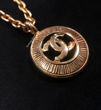 Chanel Gold Tone Round Shape Logo Short Necklace from 80's (SOLD) - The Vintage Concept