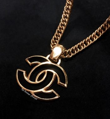 Chanel Gold Tone Hollow Logo Necklace 98A (SOLD) - The Vintage Concept