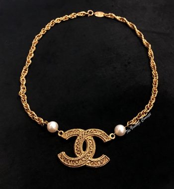 Chanel Gold Tone Logo Short Necklace "3816" from 1985 (SOLD) - The Vintage Concept