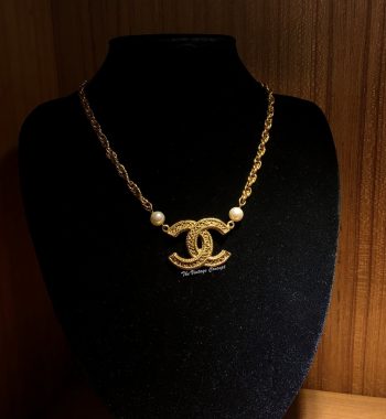 Chanel Gold Tone Logo Short Necklace "3816" from 1985 (SOLD) - The Vintage Concept