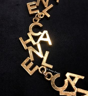 Chanel Gold Tone Letter Logo Choker Necklace 70-80's (SOLD) - The Vintage Concept