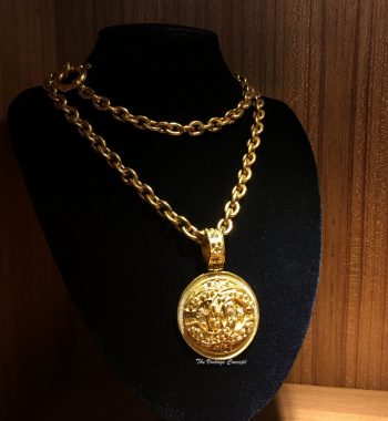 Chanel Gold Tone Large Round Logo Long Necklace 94A (SOLD) - The Vintage Concept