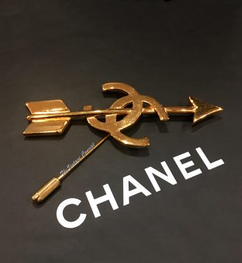 Chanel Gold Tone Arrow Logo Pin from 1992 (SOLD) - The Vintage Concept