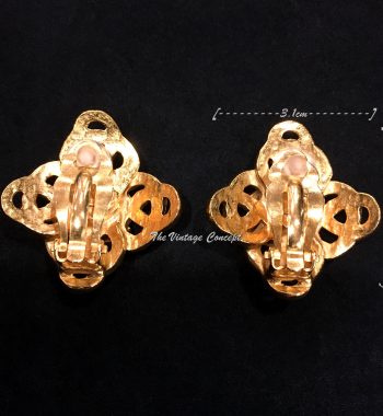 Chanel Gold Tone Diamond Shape Logo Clip Earrings 97P (SOLD) - The Vintage Concept