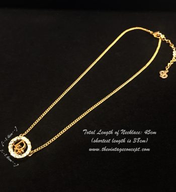 Dior Gold Tone "Dior" Oval Shape w/ Rhinestones necklace (SOLD) - The Vintage Concept