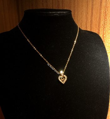 Dior Gold Tone "Dior" Heart Shape w/ Rhinestones necklace (SOLD) - The Vintage Concept