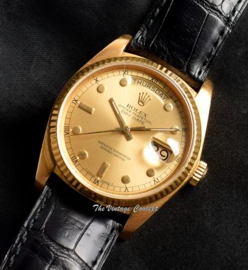 Rolex Day-Date 18K YG Gold Dial Pinball Indexes 18038 (SOLD) - The Vintage Concept