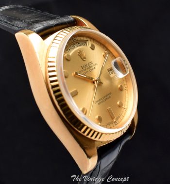 Rolex Day-Date 18K YG Gold Dial Pinball Indexes 18038 (SOLD) - The Vintage Concept