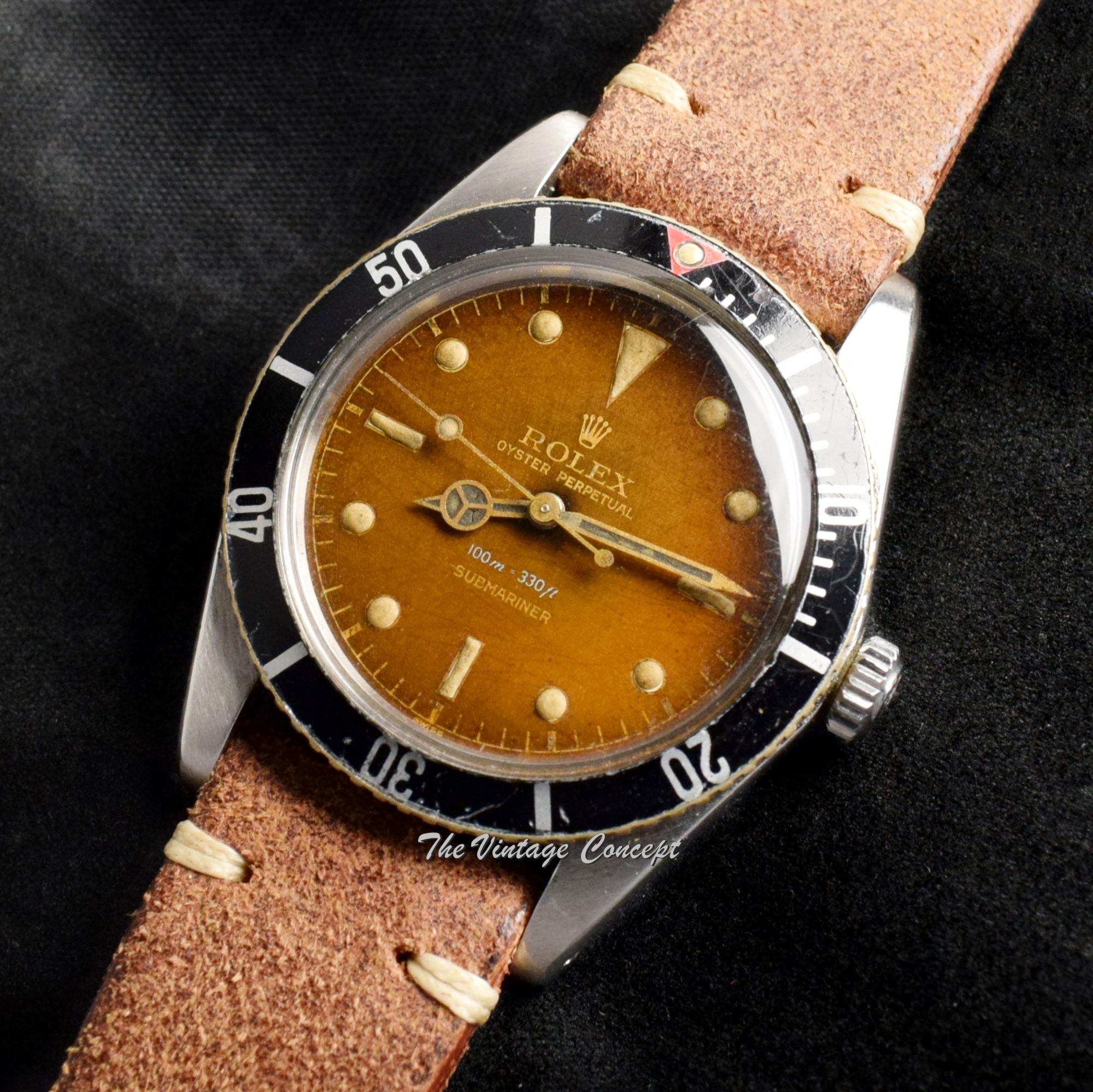Rolex Submariner Small Crown Tropical Gilt Dial 5508 (SOLD) - The Vintage Concept