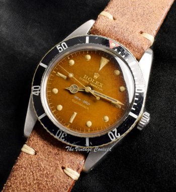 Rolex Submariner Small Crown Tropical Gilt Dial 5508 (SOLD) - The Vintage Concept