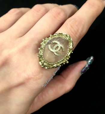 Chanel Classic Logo Sakura Agate Ring 13C (SOLD) - The Vintage Concept