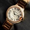 Pre-owned Cartier 18K Rose Gold Ballon Bleu WE9005Z3 Diamond Bezel Watch (Full Set)   (SOLD)
