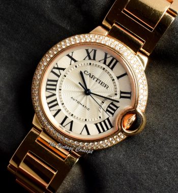 Pre-owned Cartier 18K Rose Gold Ballon Bleu WE9005Z3 Diamond Bezel Watch (Full Set) (SOLD) - The Vintage Concept