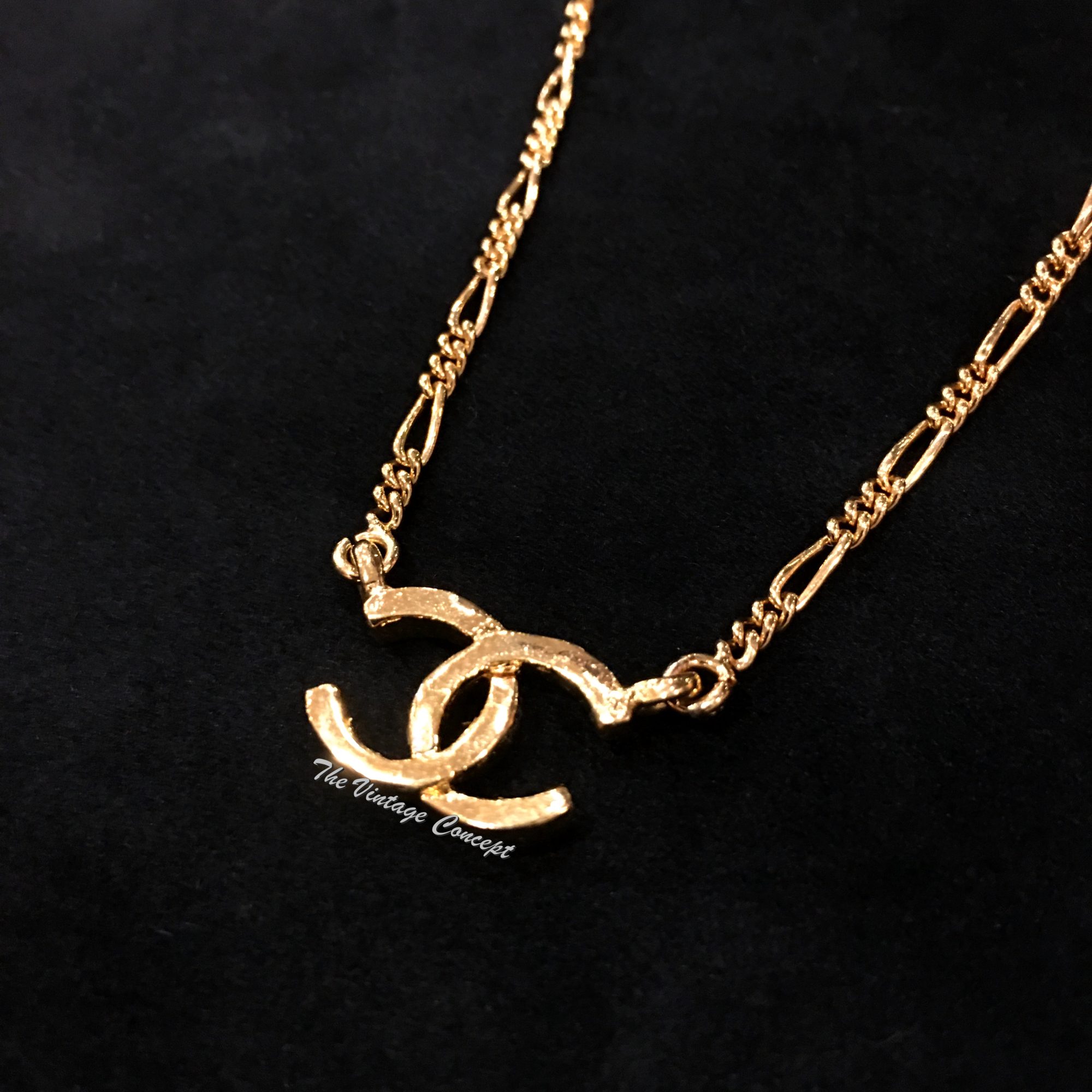 Chanel Gold Tone Small Logo Necklace 1982 (SOLD) - The Vintage Concept