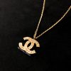 Chanel Gold Tone Small Logo Necklace 07A  (SOLD)