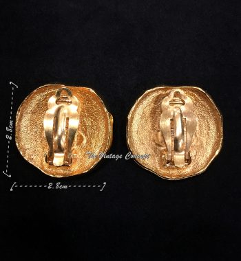 Chanel Gold Tone Round Shape Lion Clip Earrings from 80's (SOLD) - The Vintage Concept