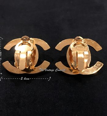 Chanel Gold Tone Big Size Turn Lock Clip Earring 97P (SOLD) - The Vintage Concept
